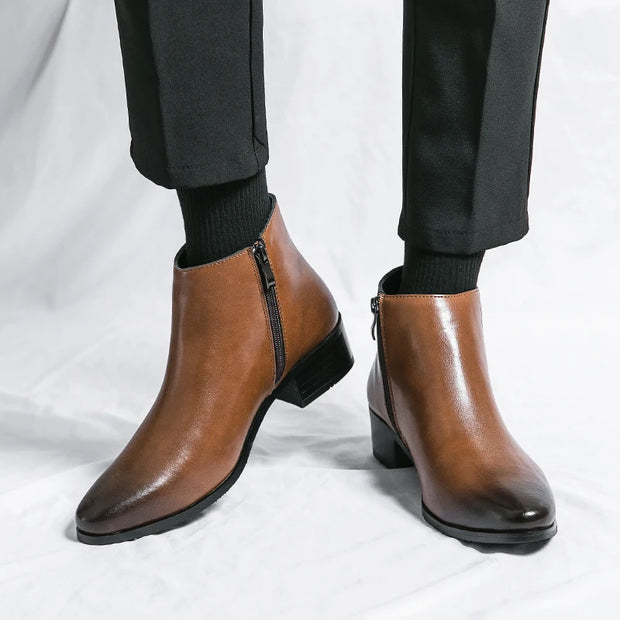 West Louis™ Genuine Leather Side Zipper Elegant Chelsea Boots