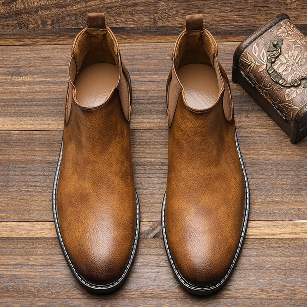 West Louis™ Designer Slip-On Leather Ankle Chelsea Boots