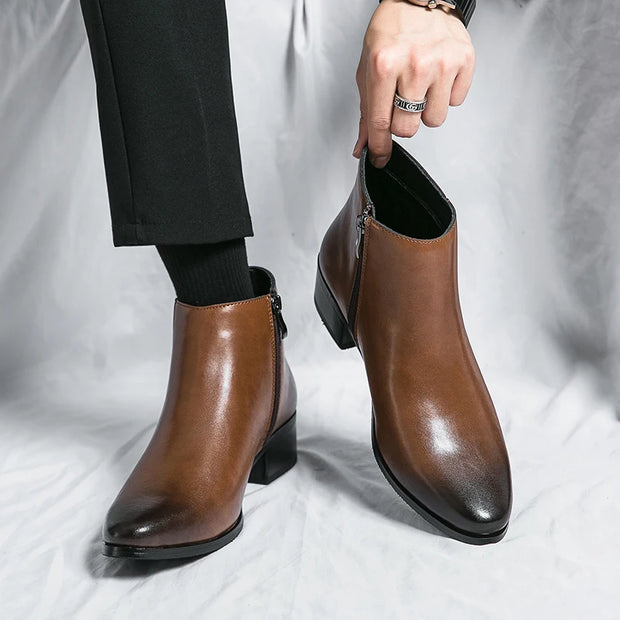 West Louis™ Genuine Leather Side Zipper Elegant Chelsea Boots