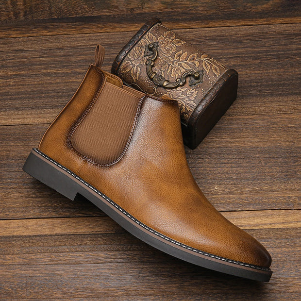 West Louis™ Designer Slip-On Leather Ankle Chelsea Boots