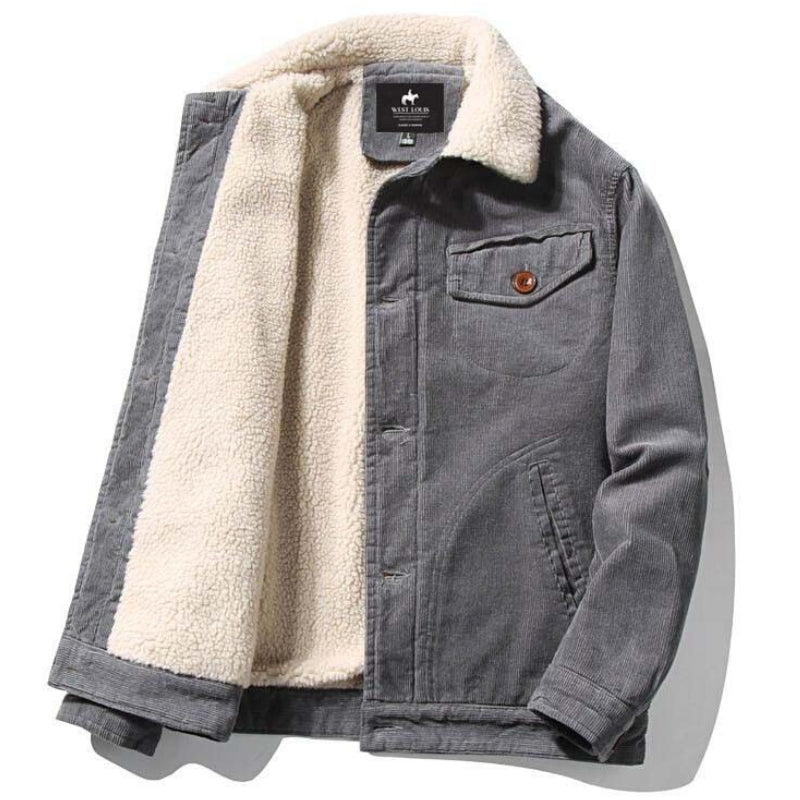 West Louis™ New Trend Fur Lining Corduroy Jacket