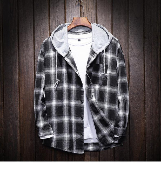 West Louis™ Plaid Casual Hooded Shirt