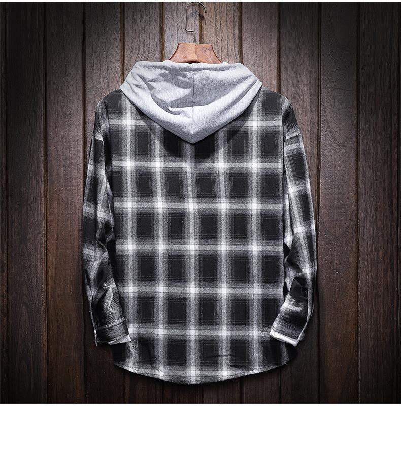 West louis plaid casual hooded shirt sale